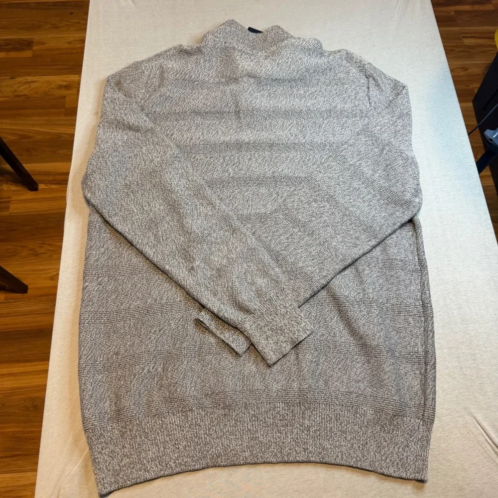 Chaps Mens Big & Tall XLT Grey Marl Cotton Quarter Button Mock Neck Sweater NWT